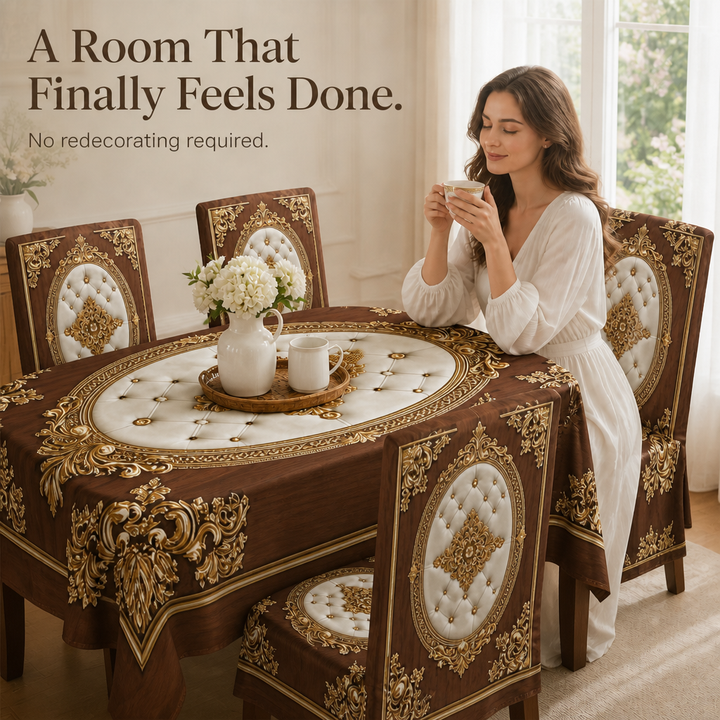Tavolara – Ornate Embossed Tablecloth And Chair Cover Set