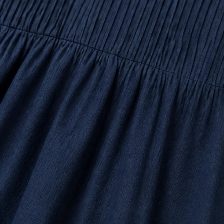 Lunavia – Pleated V-Neck Maxi Dress with Pockets