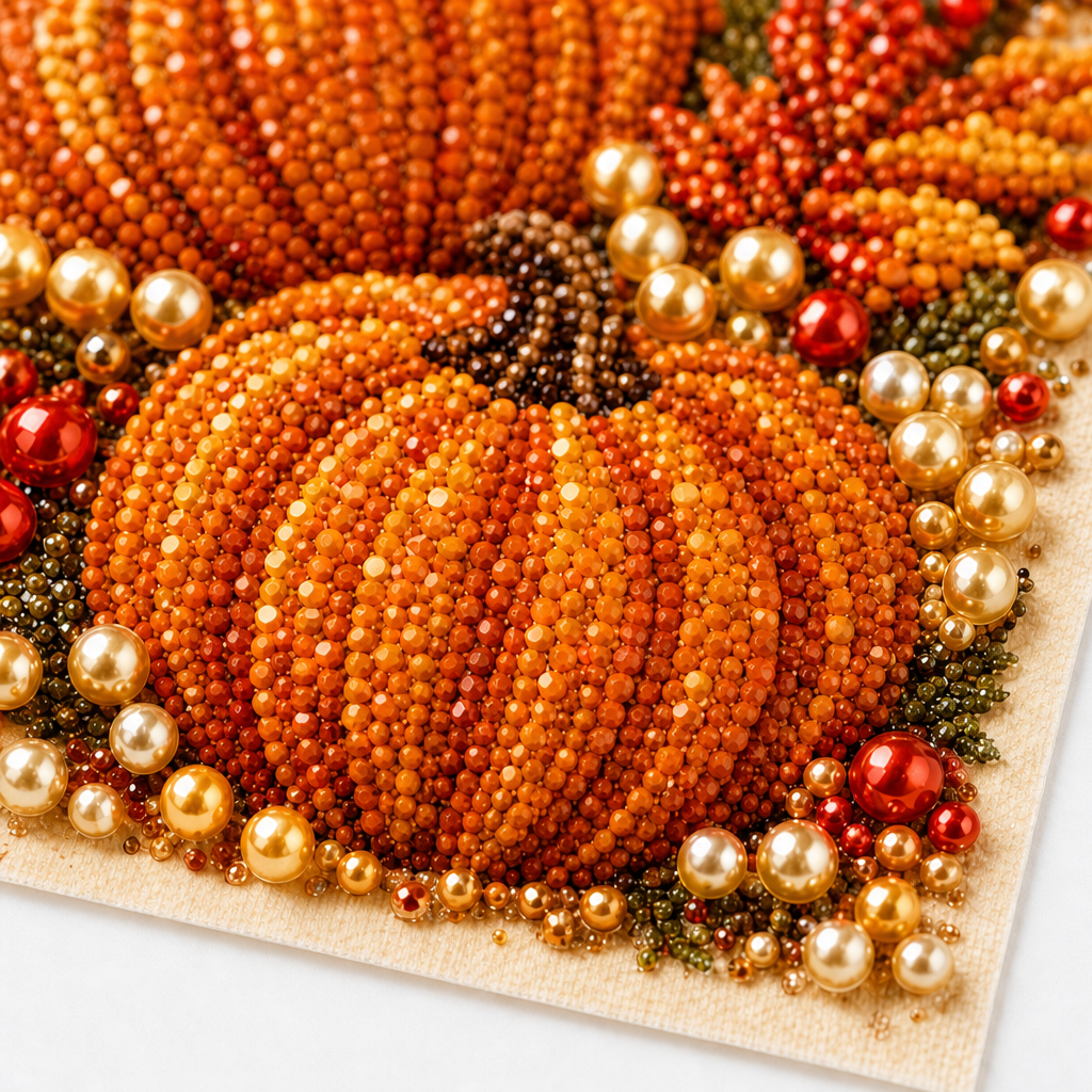 Duskbead – Pearl-Look Bead Pumpkin &amp; Squirrel Diamond Art Kit