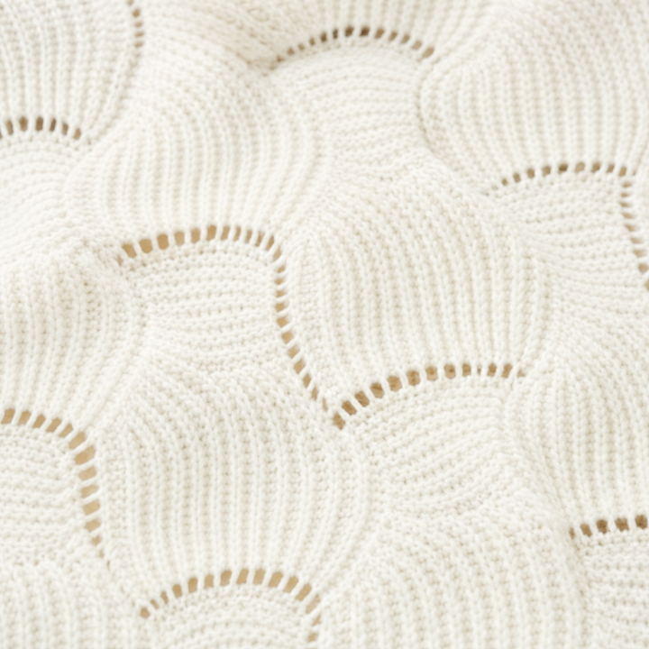 Wavelune – Openwork Wave-Knit Batwing Sweater