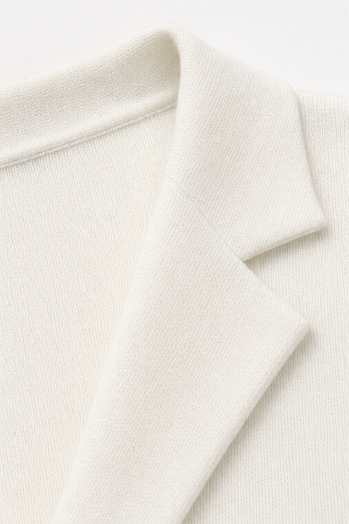 Lapelle – Structured Notch Lapel Flat-Knit Cardigan