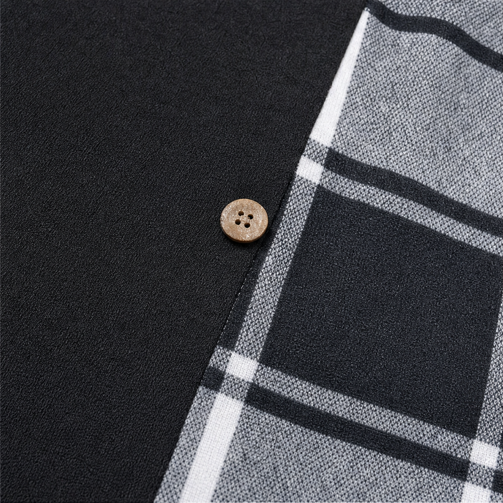 Wovelle – Plaid Patchwork Cowl Neck Midi Dress