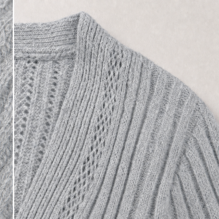 Draperie – Ribbed Open-Front Waterfall Cardigan