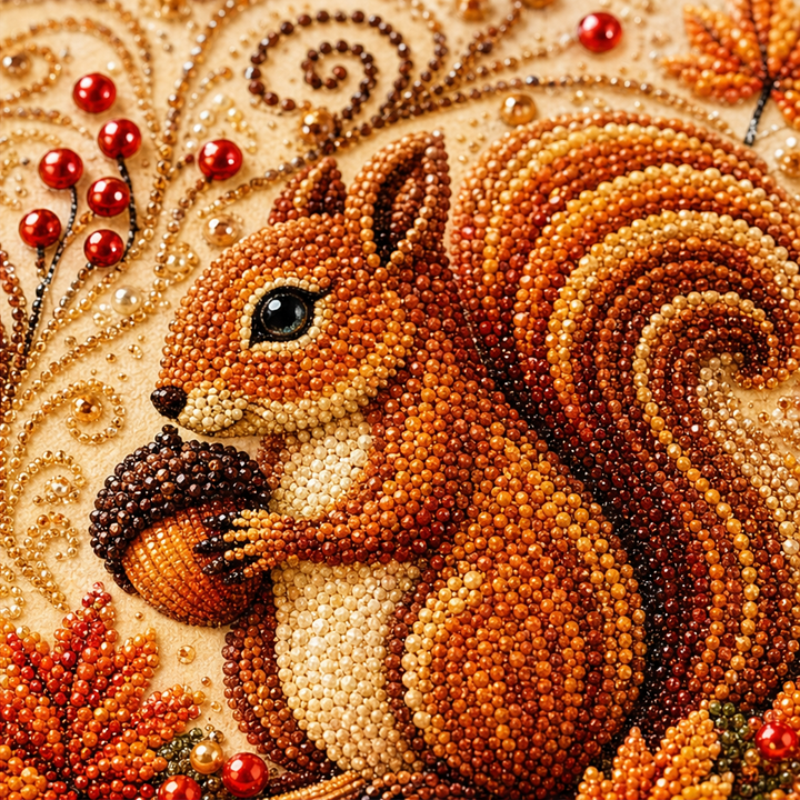 Duskbead – Pearl-Look Bead Pumpkin &amp; Squirrel Diamond Art Kit