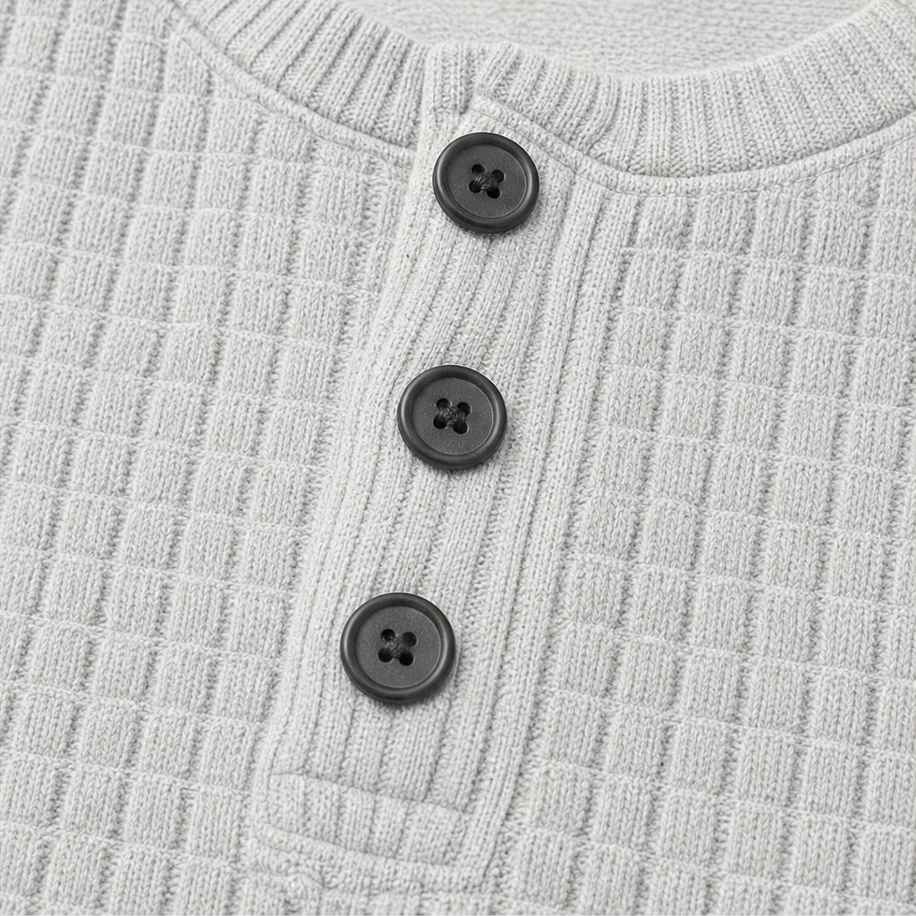 Wearla – Ribbed Waffle Knit Henley Top