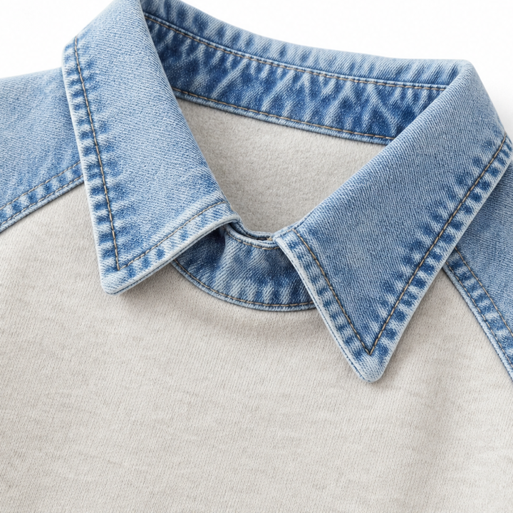 Denver &amp; Wren – Denim-Yoke Colorblock Pullover Sweatshirt
