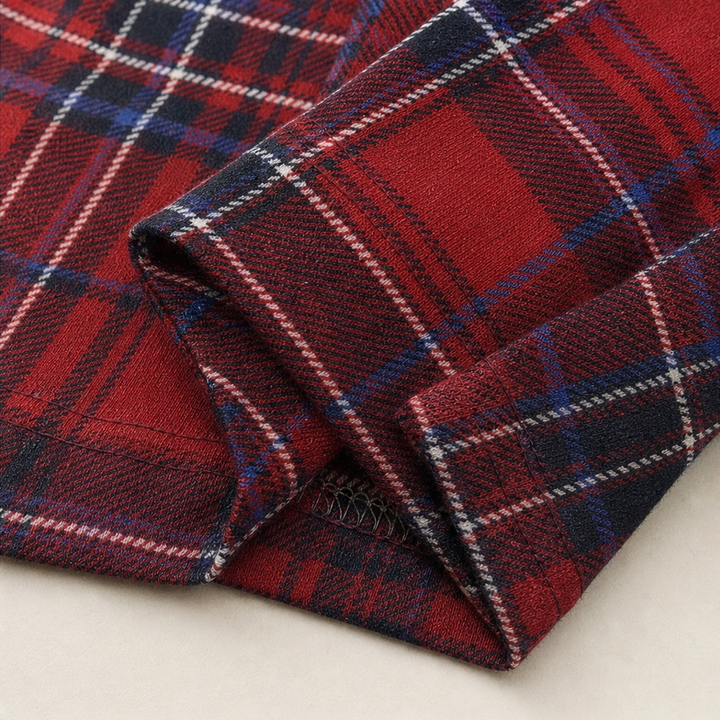 Plaidelle – Cowl-Neck Plaid Stretch Top