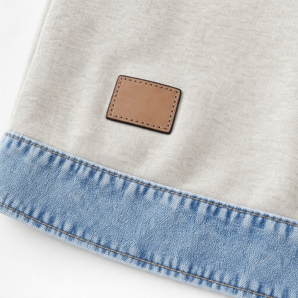 Denver &amp; Wren – Denim-Yoke Colorblock Pullover Sweatshirt