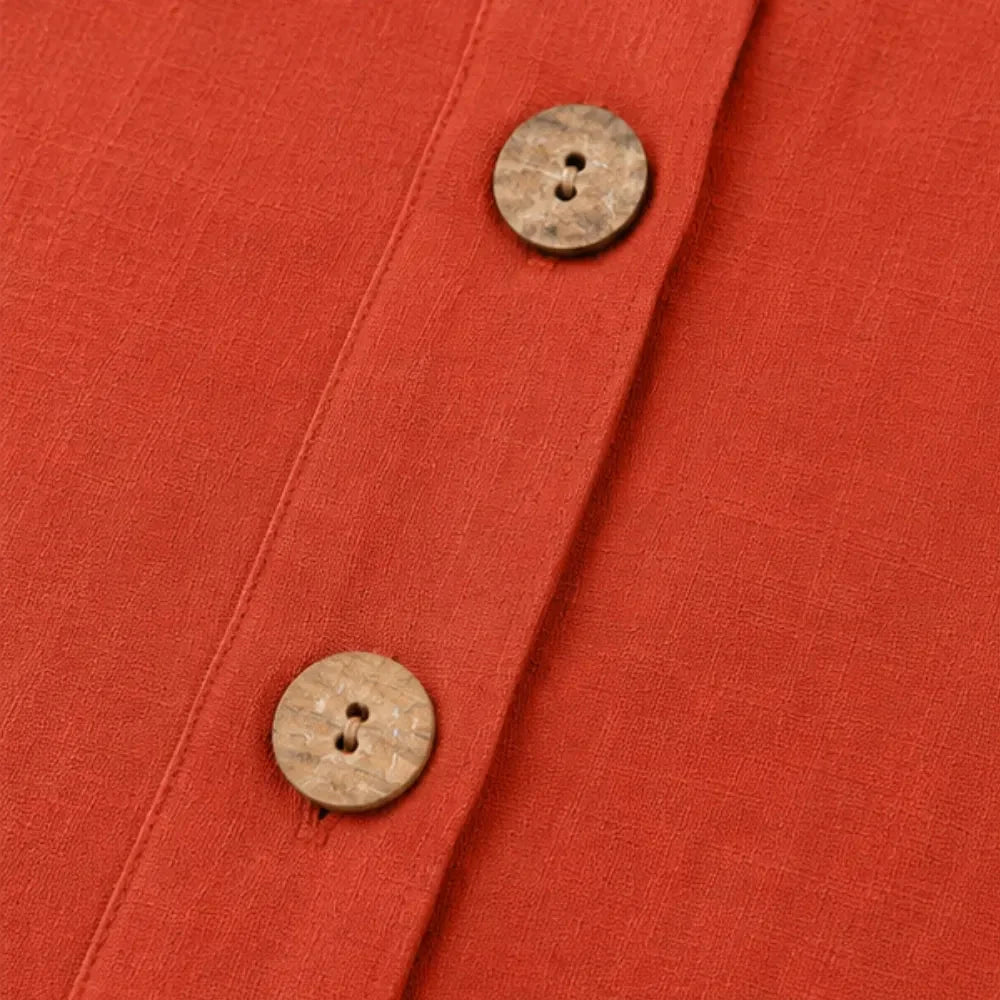Marelle – Relaxed Fit Linen-Look Button Blouse with ¾ Sleeve