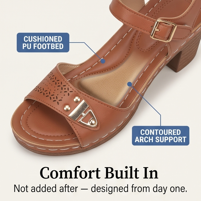 Luna Cushioned Block Heel Sandals for All-Day Wear