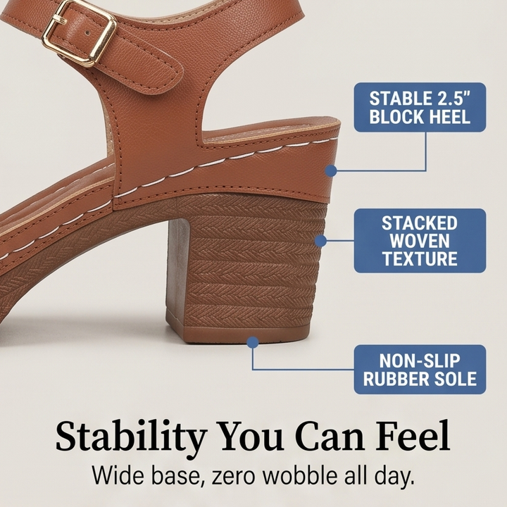 Luna Cushioned Block Heel Sandals for All-Day Wear