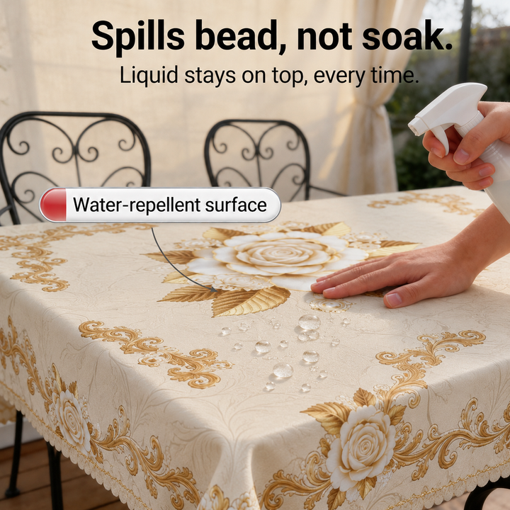 Roseval – Embossed Floral Waterproof Tablecloth