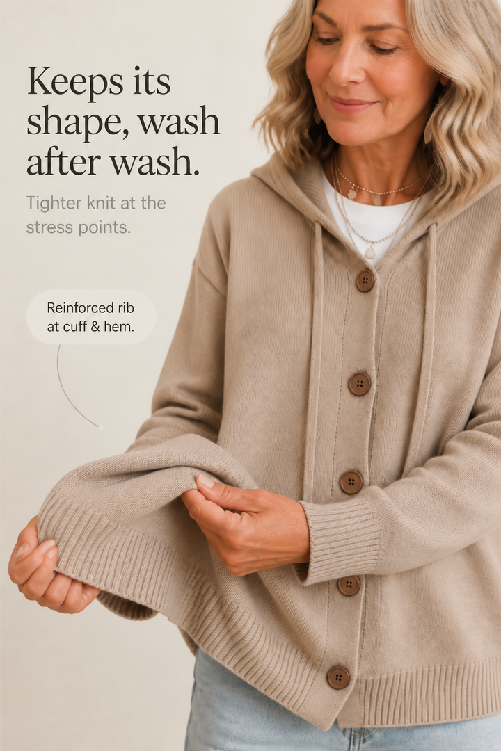 Wearbella – Hooded Ribbed Knit Drawstring Cardigan