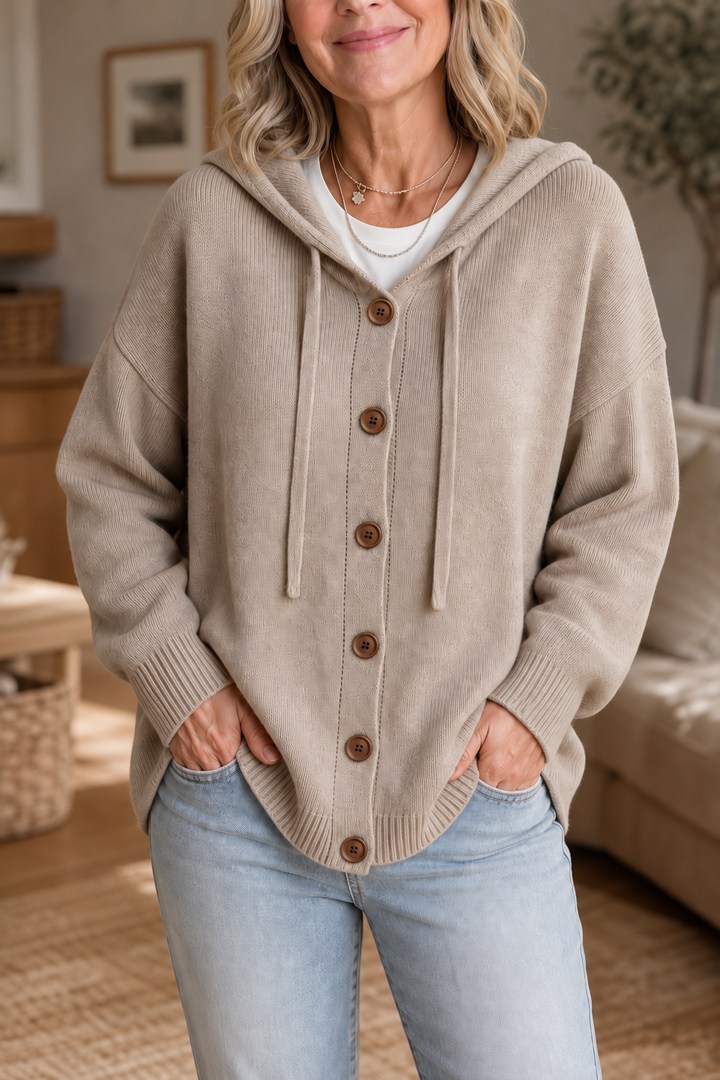 Wearbella – Hooded Ribbed Knit Drawstring Cardigan