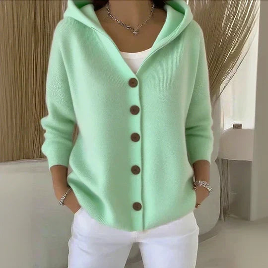 Darienne™ | Cardigan en maille à capuche boutonné