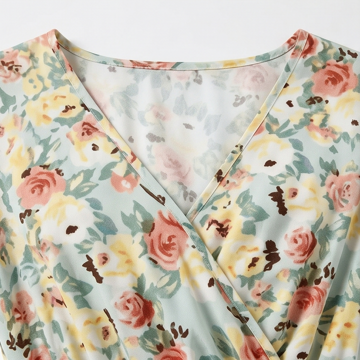 Florenza – Floral V-Neck Smocked Waist Midi Dress