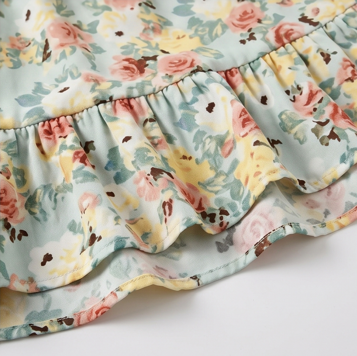 Florenza – Floral V-Neck Smocked Waist Midi Dress