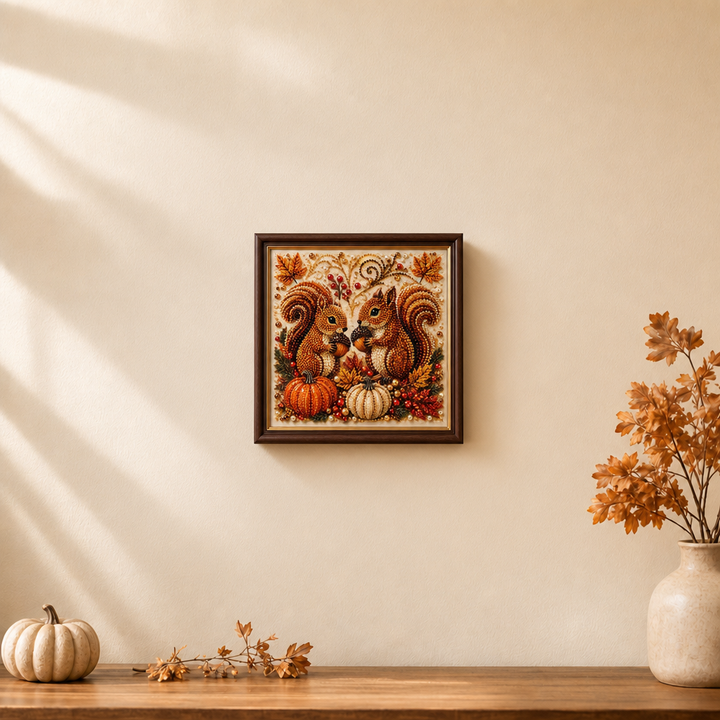 Duskbead – Pearl-Look Bead Pumpkin &amp; Squirrel Diamond Art Kit