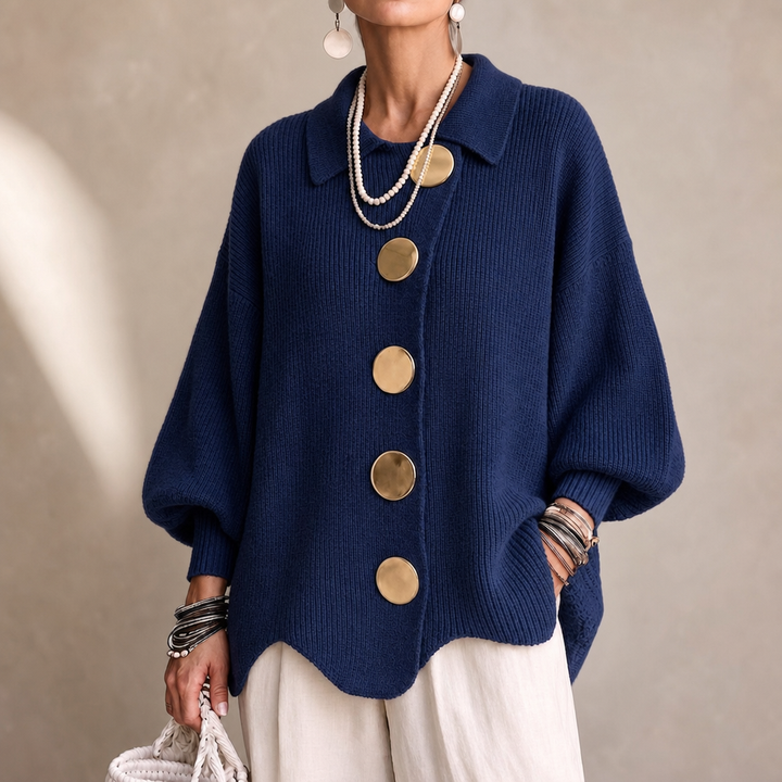 Scalloped Hem Chunky Collared Cardigan