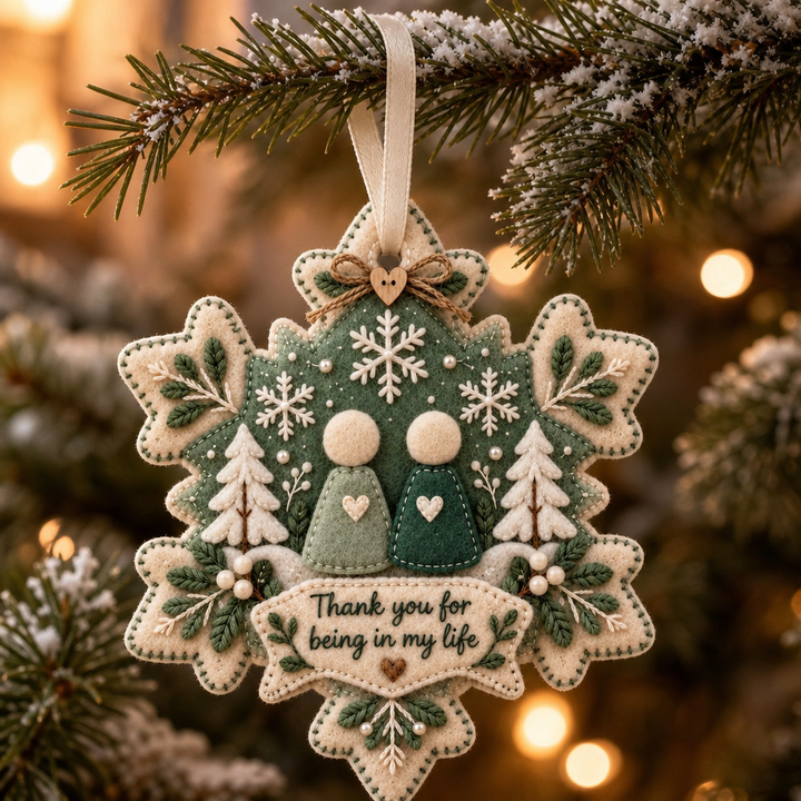 Heartfelt – Layered Felt "Thank You" Keepsake Ornament