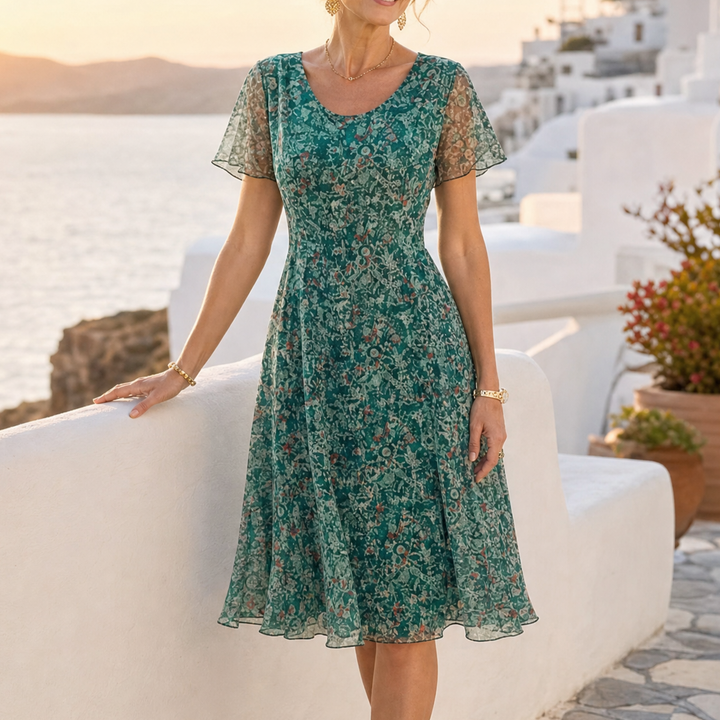 Kynara - Flutter-Sleeve Midi Dress for Easy Summer Elegance