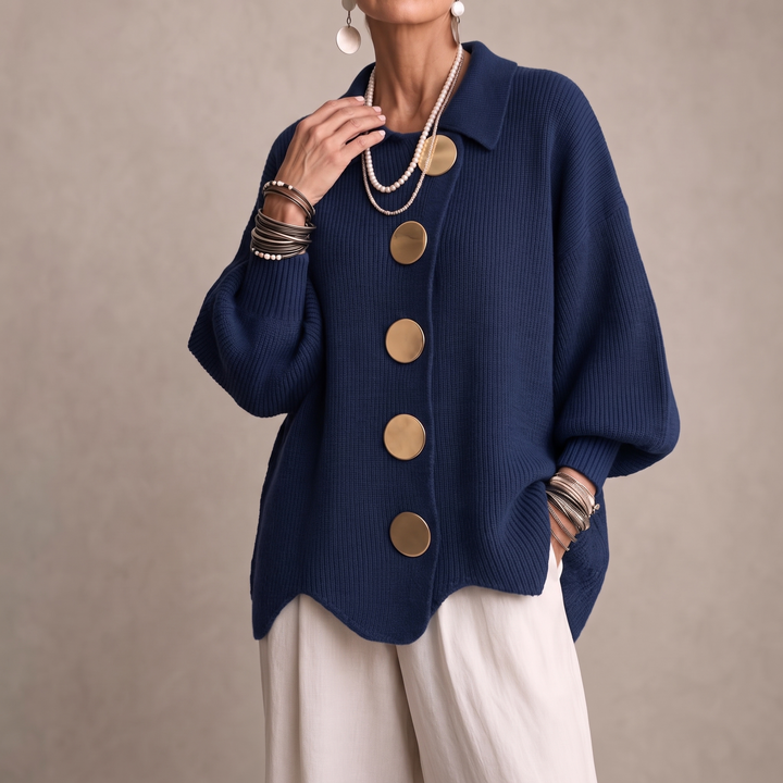 Scalloped Hem Chunky Collared Cardigan