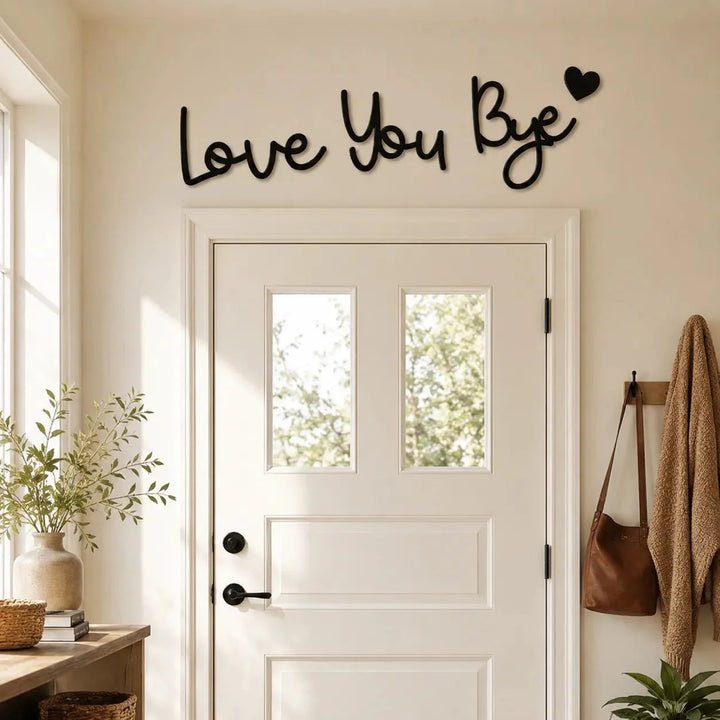 Homely – Love You Bye Wood Wall Script Set with Heart Accent