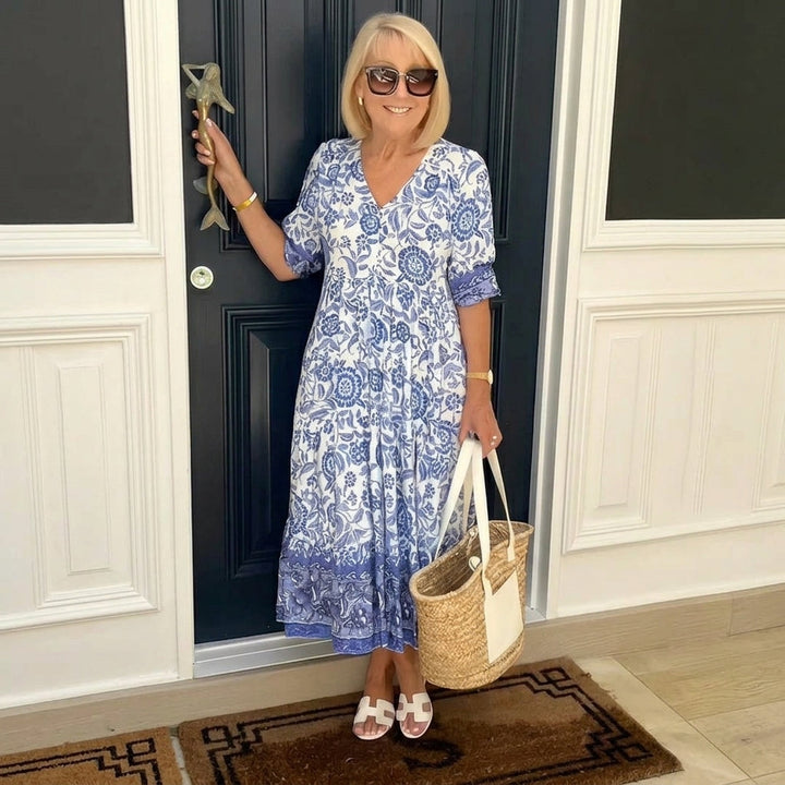 Ellie | Robe florale gracieuse à col en V