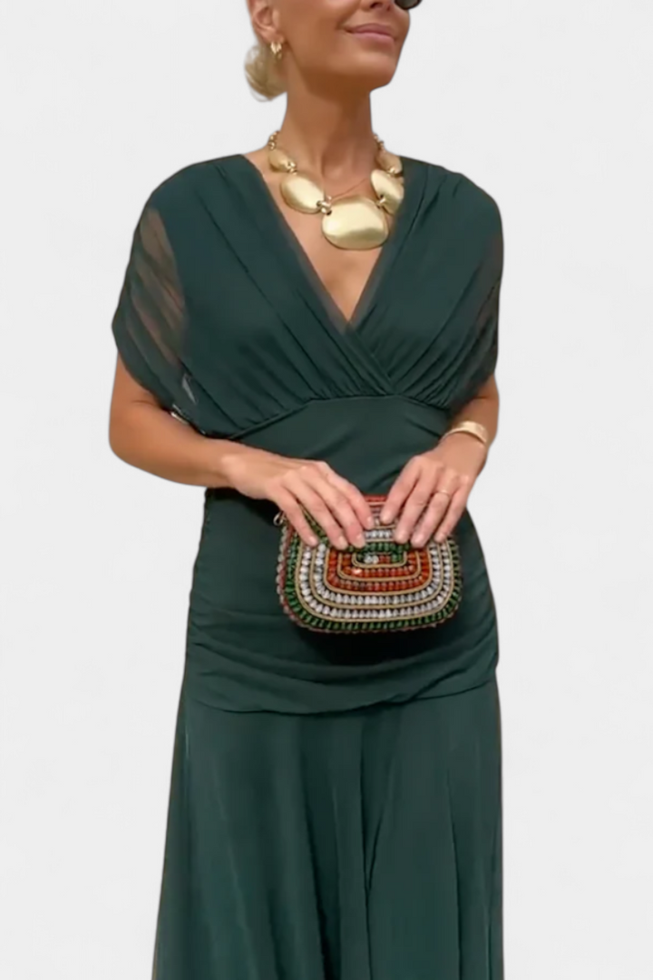 Alondra | Robe longue fleurie avec col en V
