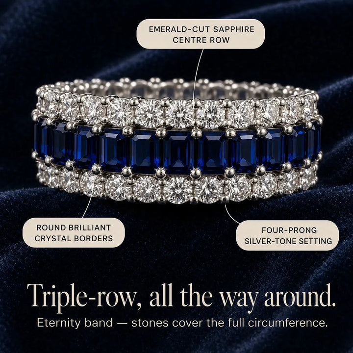 Solenne – Triple-Row Sapphire Eternity Band Ring for Women