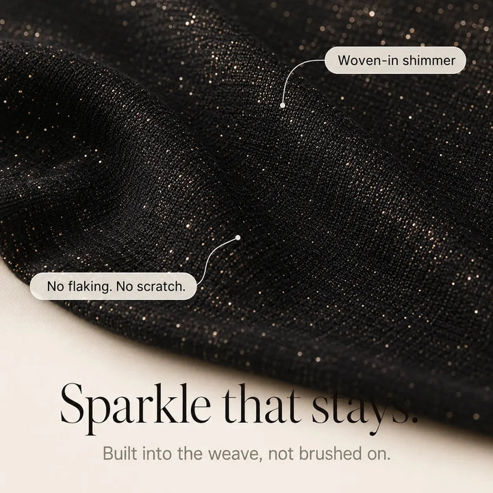 Solavia – Sparkle Ruched Crossover V-Neck Top with Sheer Mesh Sleeves