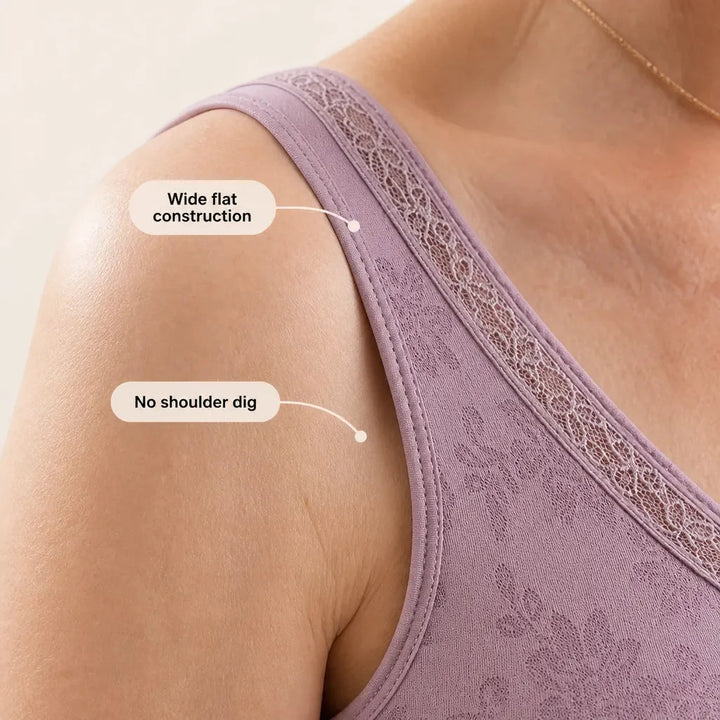 Aluvelle – Wireless Lift Bra with Breathable Mesh &amp; Lace V-Neck
