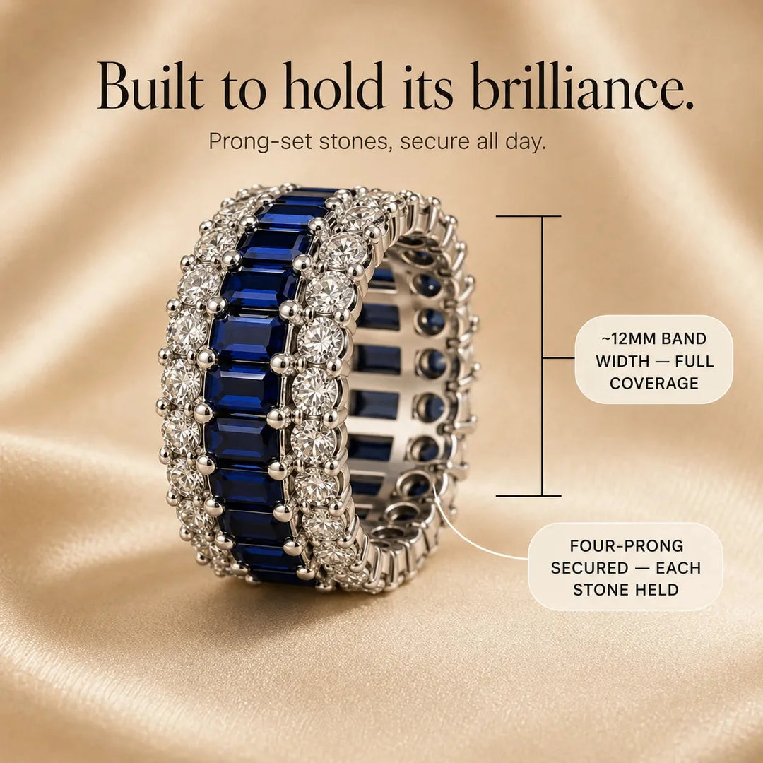 Solenne – Triple-Row Sapphire-look Eternity Band Ring for Women