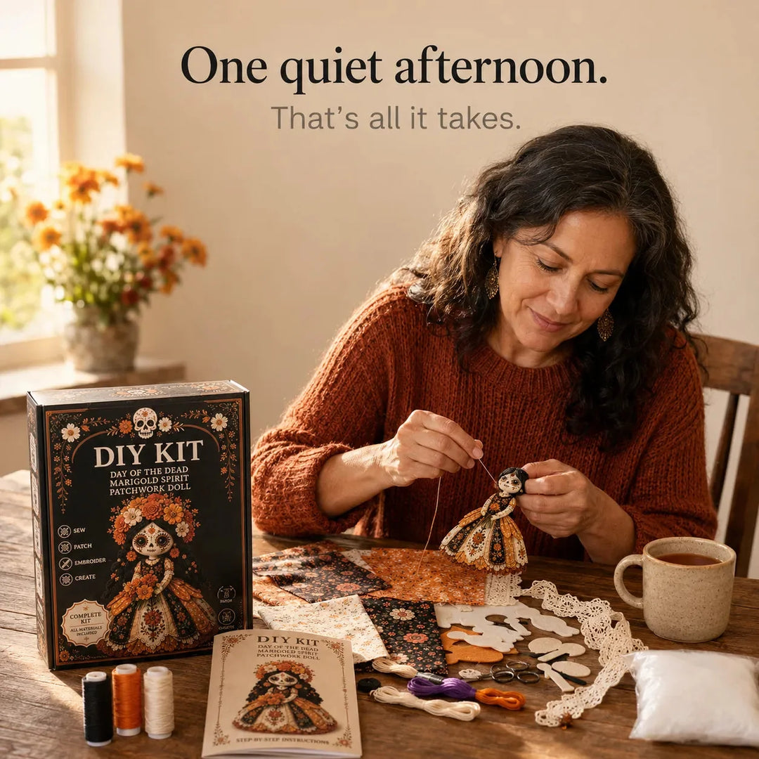 Stitch &amp; Story – Day of the Dead Patchwork Doll DIY Craft Kit for Beginners