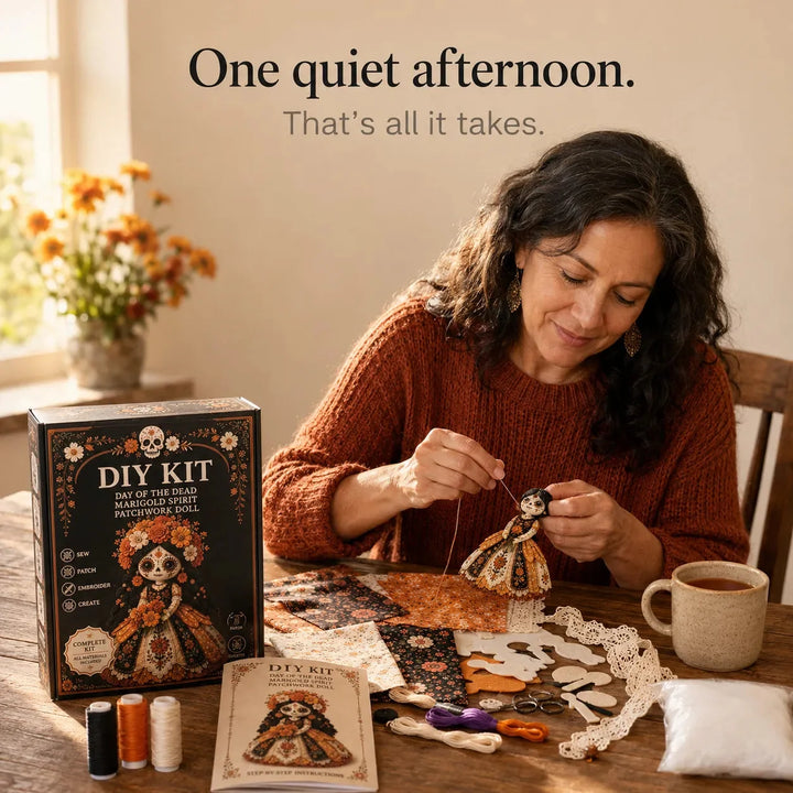 Stitch &amp; Story – Day of the Dead Patchwork Doll DIY Craft Kit for Beginners