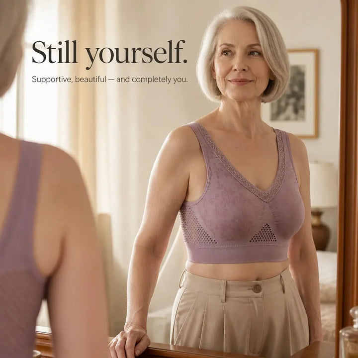 Aluvelle – Wireless Lift Bra with Breathable Mesh &amp; Lace V-Neck