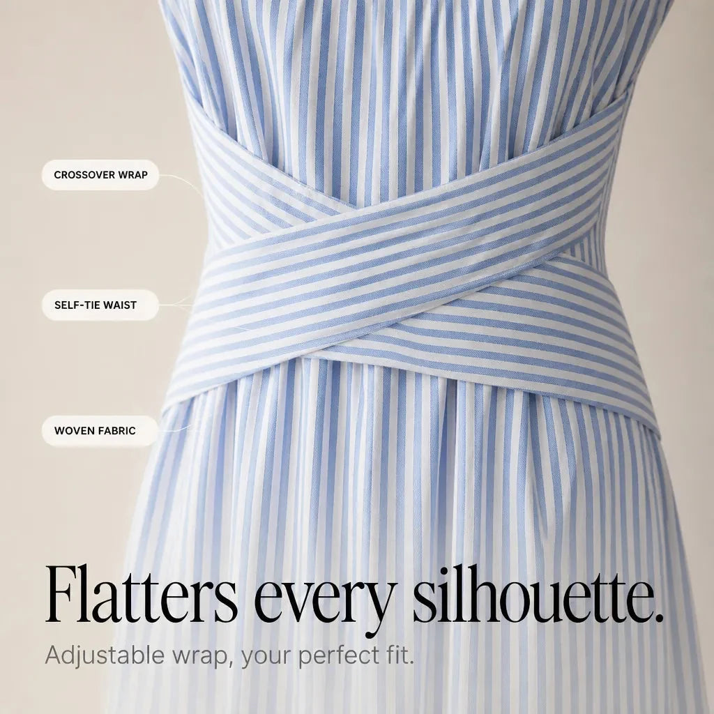 Marellé – Striped Wrap Waist Maxi Dress Sleeveless