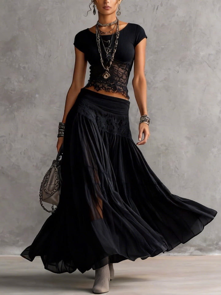 Eloise | Lace &amp; Pleated Maxi Set
