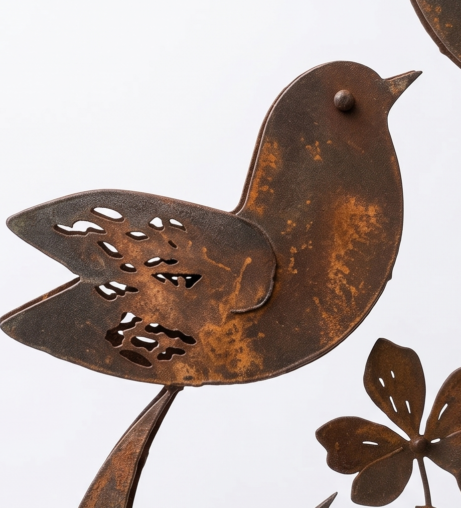 Lark &amp; Iron – Rustic Bird &amp; Wildflower Garden Stake