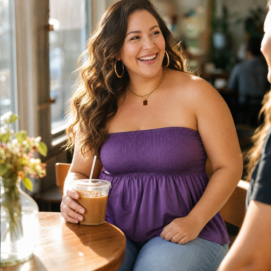 Vellora – Strapless Smocked Babydoll Top