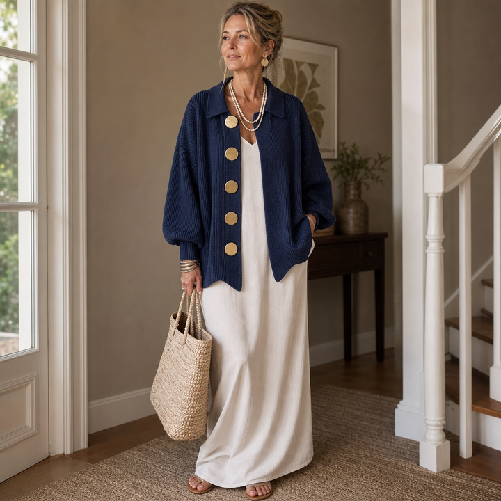 Scalloped Hem Chunky Collared Cardigan