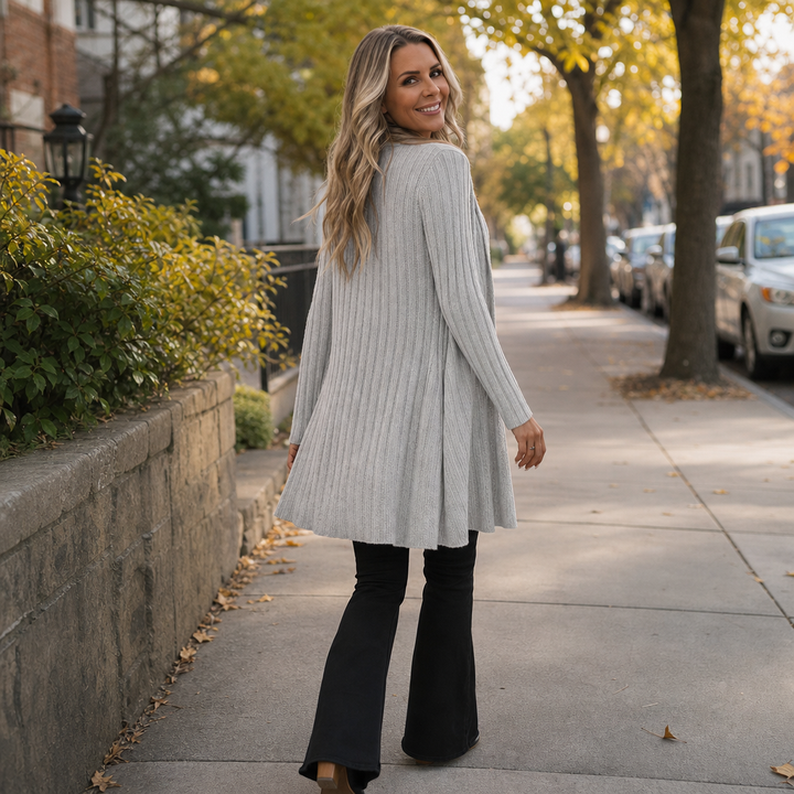 Draperie – Ribbed Open-Front Waterfall Cardigan