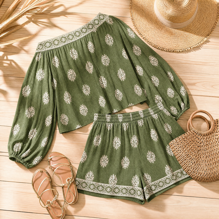 Solenne – Bohemian Off-Shoulder Matching Set