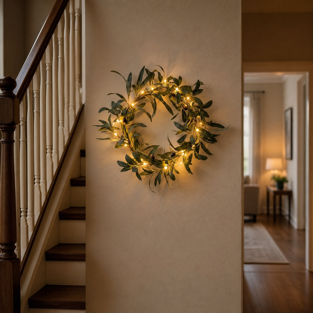 Olivelle – Warm-Glow Olive Wreath for Doors and Walls