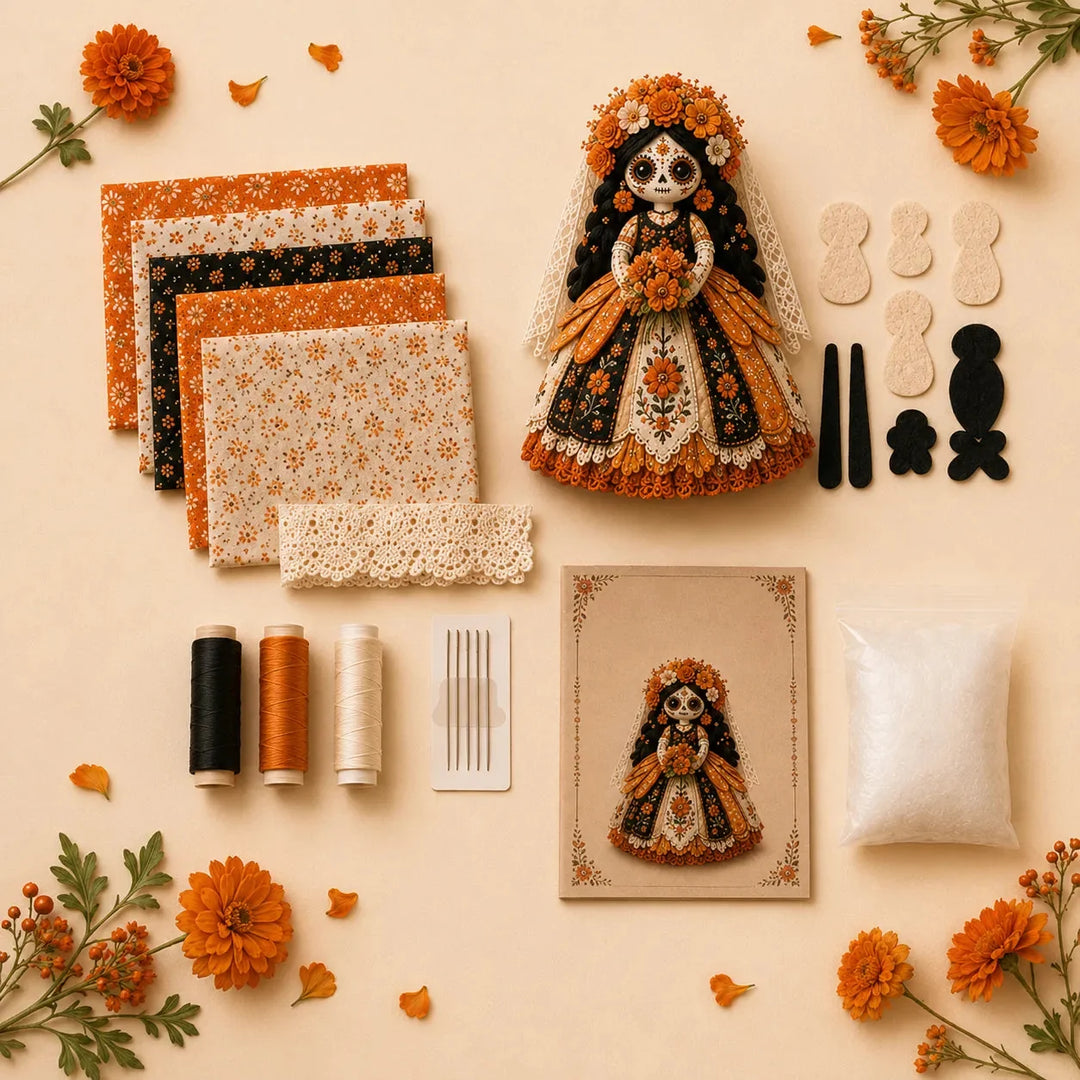 Stitch &amp; Story – Day of the Dead Patchwork Doll DIY Craft Kit for Beginners