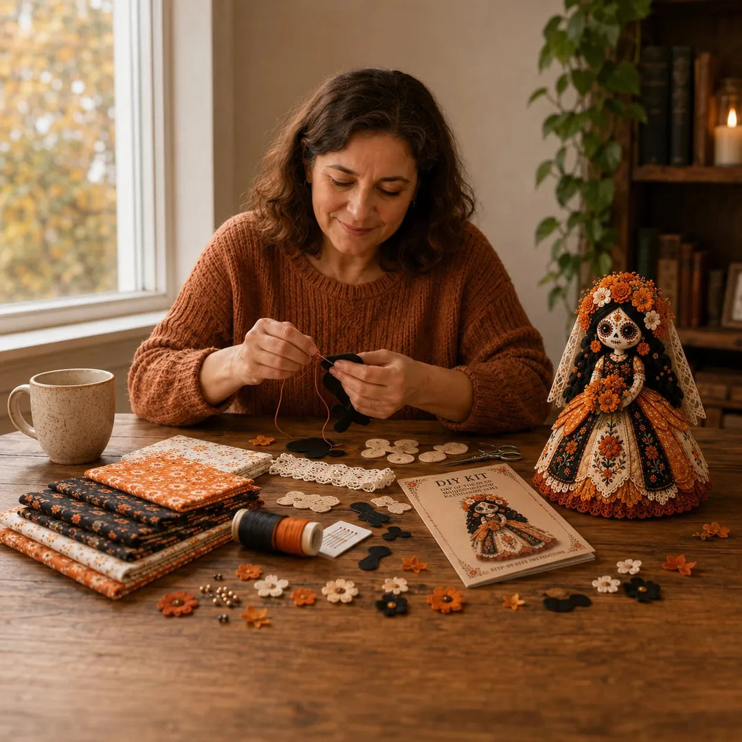 Stitch &amp; Story – Day of the Dead Patchwork Doll DIY Craft Kit for Beginners