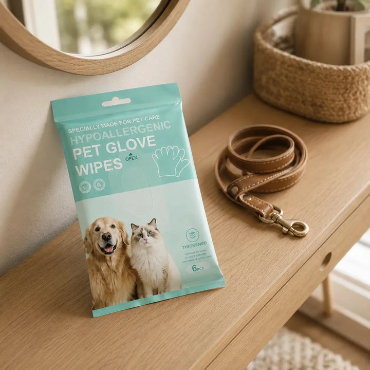 Pawmi – No-Rinse Pet Glove Wipes for Cats &amp; Dogs, 6-Pack