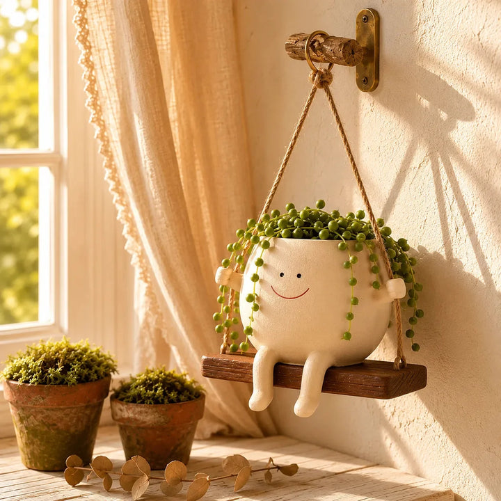 Pippin – Smiley Face Planter Pot with Rocking Chair, Swing &amp; Hammock Designs