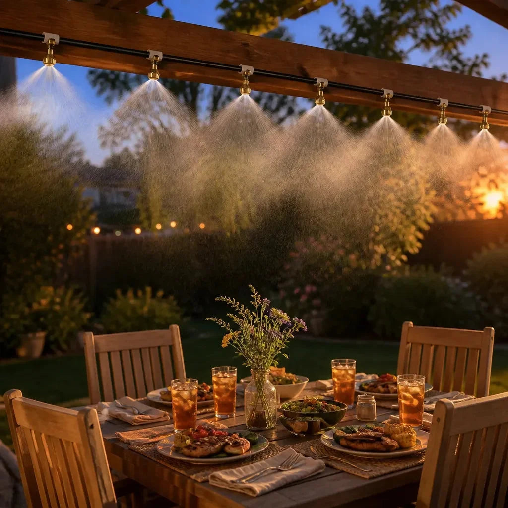 Mistara – Outdoor Patio Misting Cooling System with Brass Nozzles, 33ft