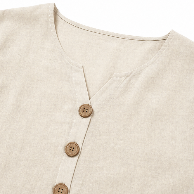 Lunavia – Linen-Look 2-Piece Set, Ruffle-Cuff Top &amp; Wide-Leg Trousers, Women&